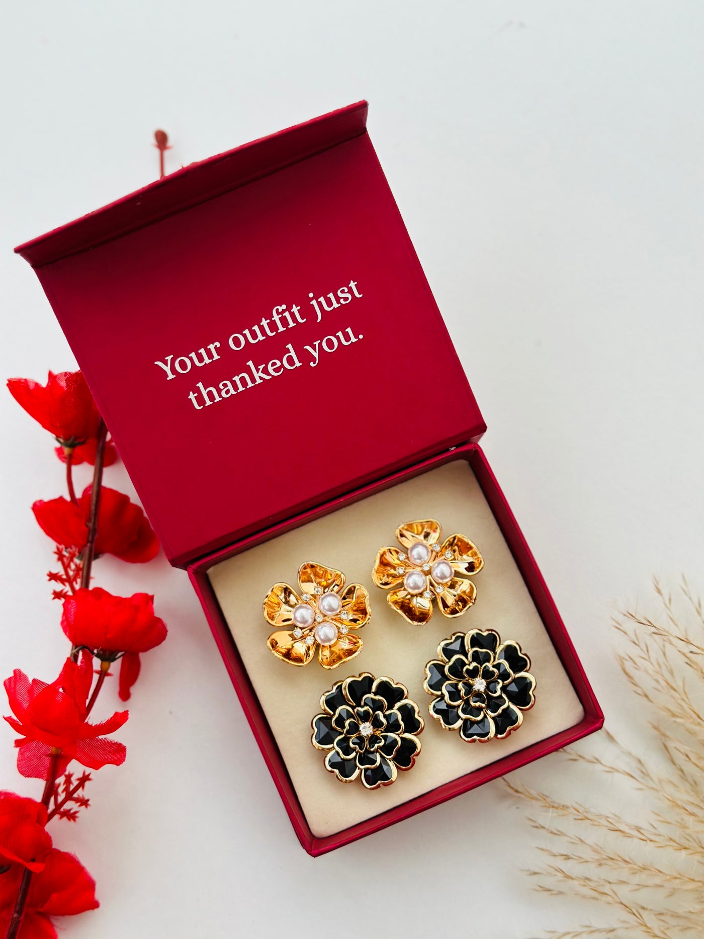 Custom Set of 4 (Gilded Pearls+Midnight Bloom)