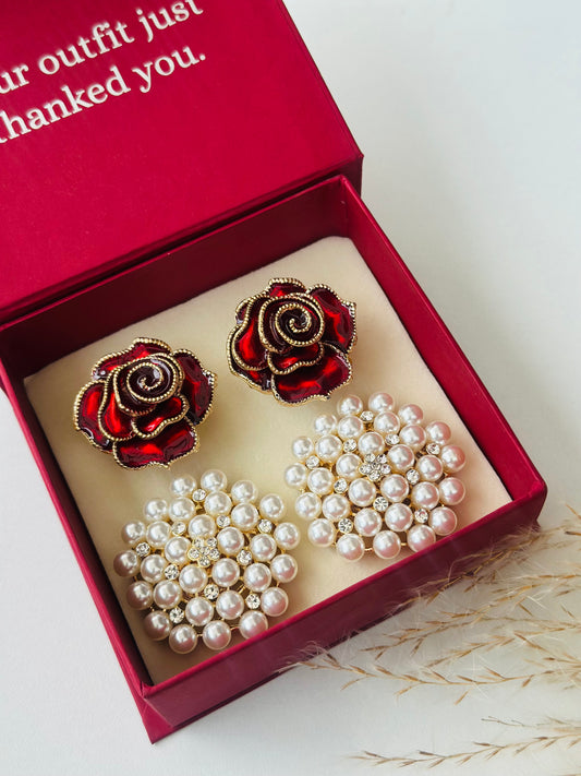Custom Set of 4 (Ruby Rose+Pearl Bloom)