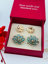 Custom Set of 4 (Molten+Turquoise Bloom)