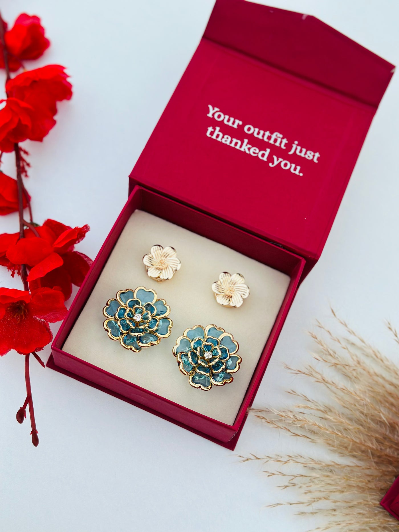Custom Set of 4 (Turquoise Bloom+Sunpetal)