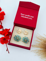 Custom Set of 4 (Molten+Turquoise Bloom)