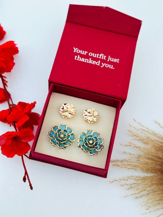 Custom Set of 4 (Molten+Turquoise Bloom)